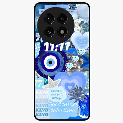 Aesthetic Be Kind Eye Glass Case for 1+13R front view featuring minimal eye illustration with positive message
