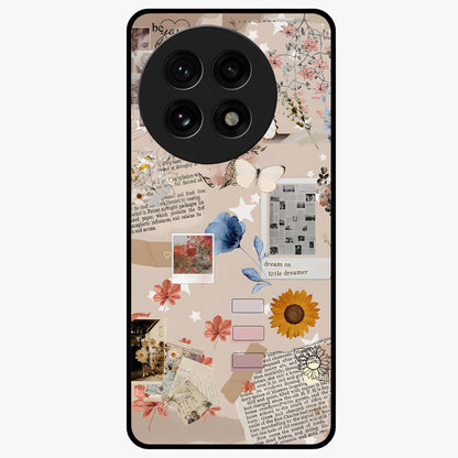 Aesthetic Butterfly Glass Case for 1+13R front view featuring elegant butterfly artwork with soft aesthetic tones