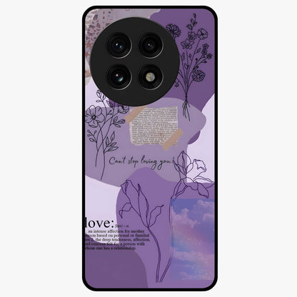 Aesthetic Love With Flower Glass Case for 1+13R romantic front view featuring floral love themed artwork