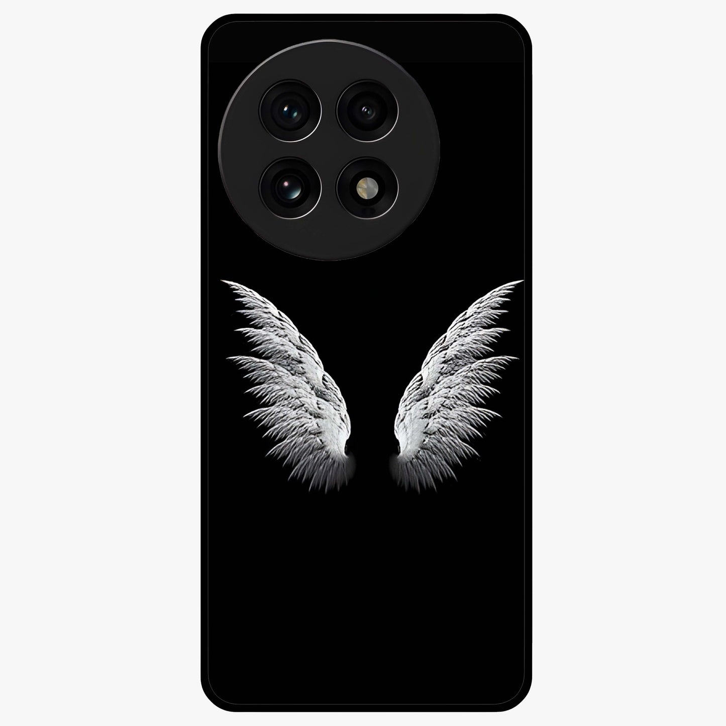 Angel Wing Grace Glass Case for 1+13R elegant front view featuring soft angel wing artwork