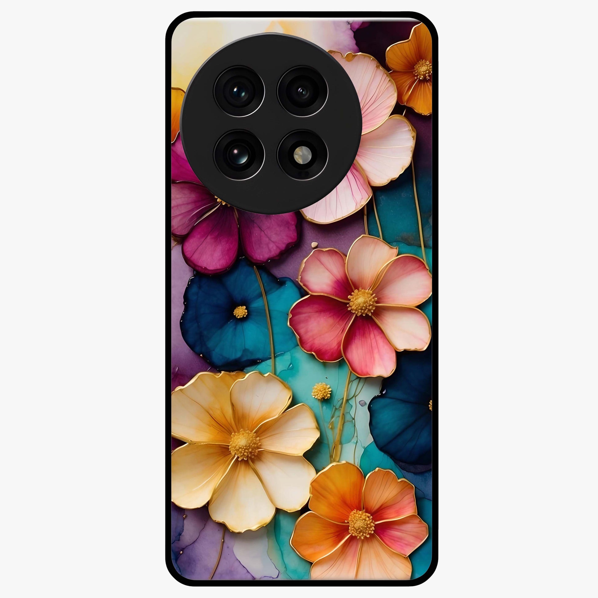 Artlyn Grace Flower Pattern Glass Case for 1+13R elegant front view featuring soft floral pattern artwork