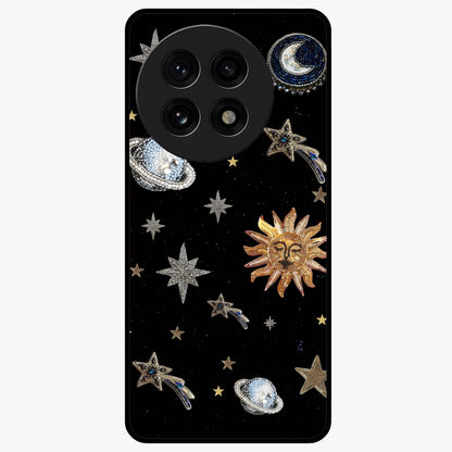 Beaded Cosmic Dreams Glass Case for 1+13R front view featuring celestial bead inspired cosmic artwork