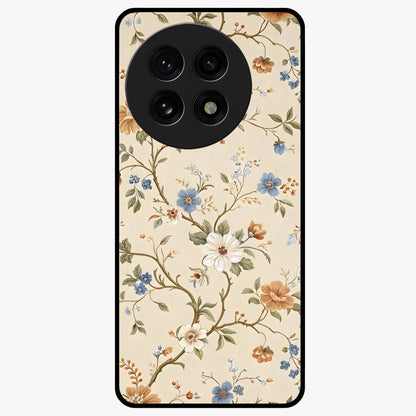Beige Vintage Flower Glass Case for 1+13R soft front view featuring classic beige floral artwork