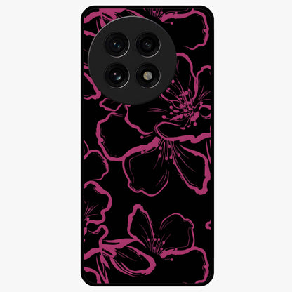 Black Violet Sketch Garden Glass Case for 1+13R artistic front view featuring violet floral sketch artwork