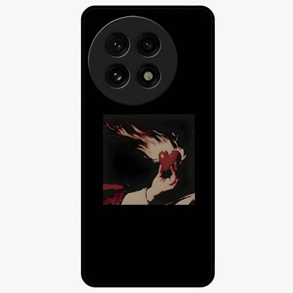 Blazing Heart Faith Glass Case for 1+13R showing full back design in clean flat view with fiery heart artwork and glossy glass finish.