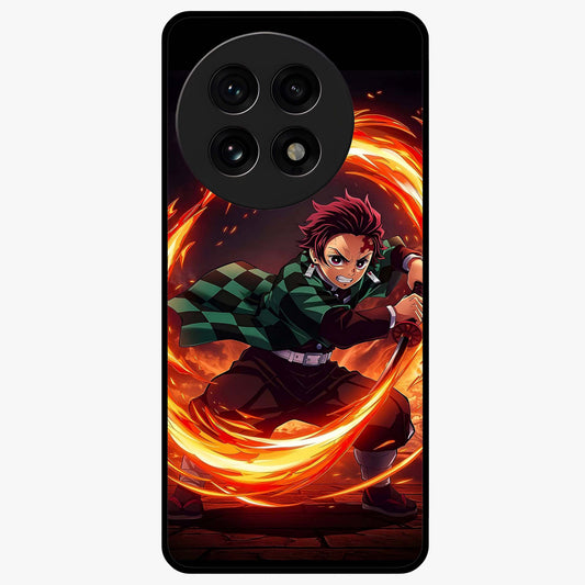 Blazing Sword Resolve Glass Case for 1+13R showing full back design in clean flat view with blazing sword artwork and glossy glass finish.