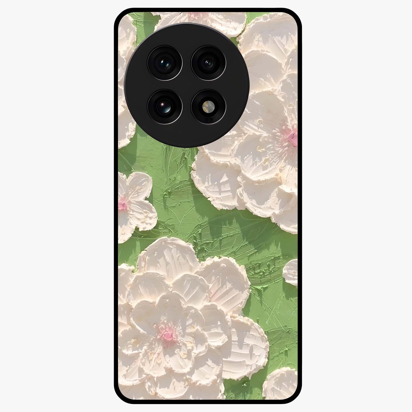 Blossom Meadow Dreams Glass Case for 1+13R dreamy front view featuring soft meadow floral artwork