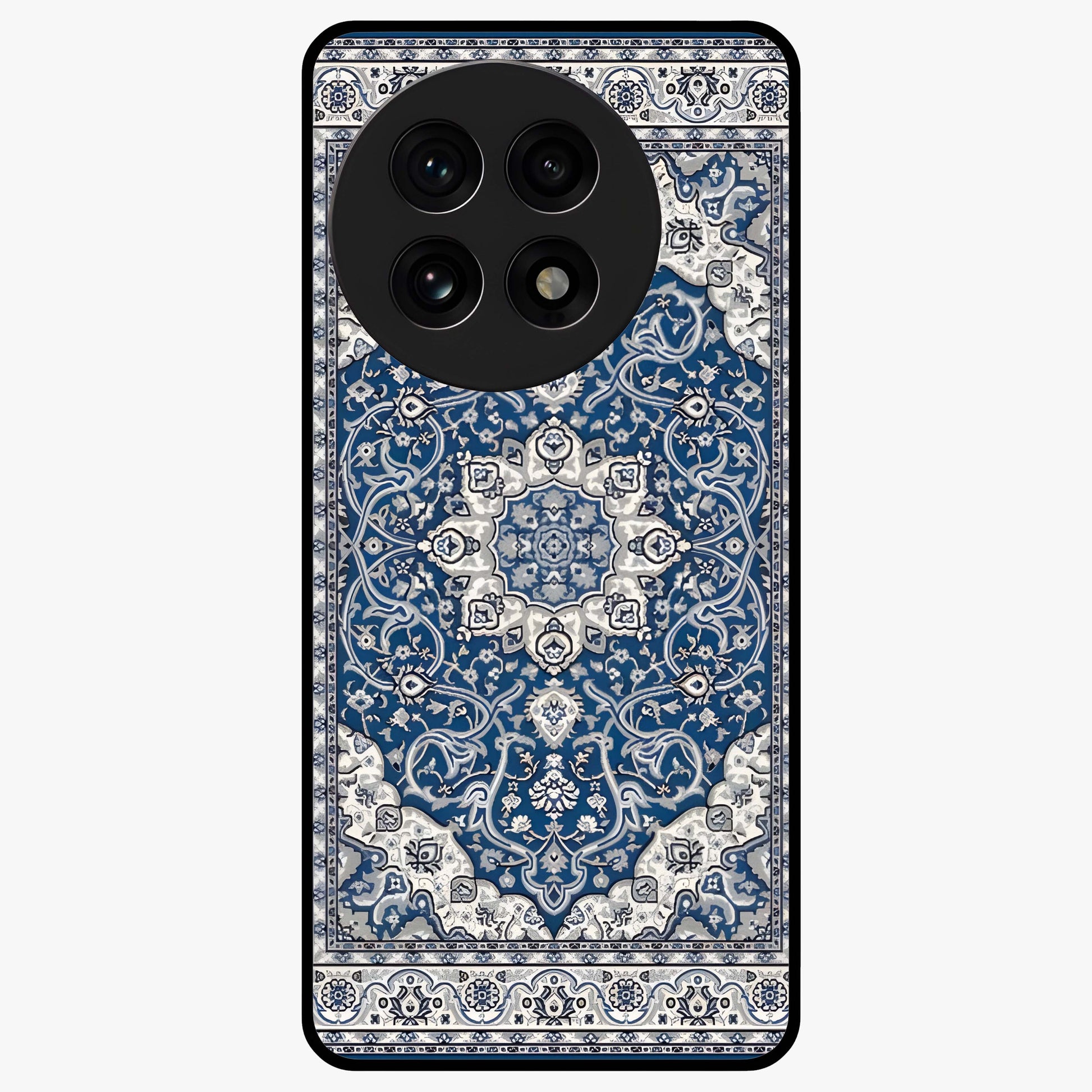 Blue Palace Dream Glass Case for 1+13R royal front view featuring palace inspired artwork in deep blue tones