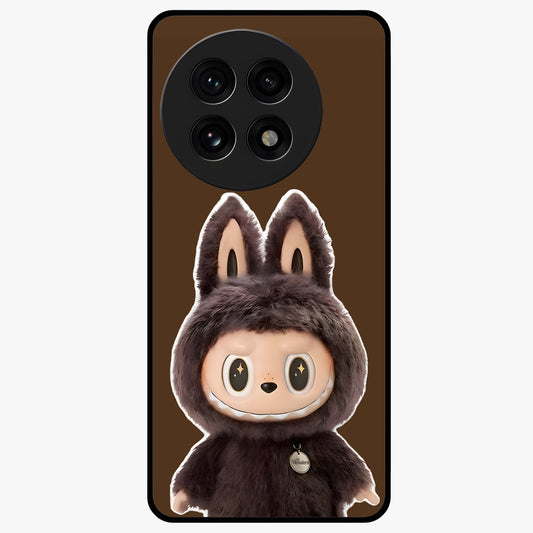 Brown Labubu Design Glass Case for 1+13R cute front view featuring playful Labubu character artwork in warm brown tones