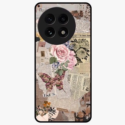 Butterfly News Bloom Glass Case for 1+13R artistic front view featuring blooming floral and butterfly themed artwork