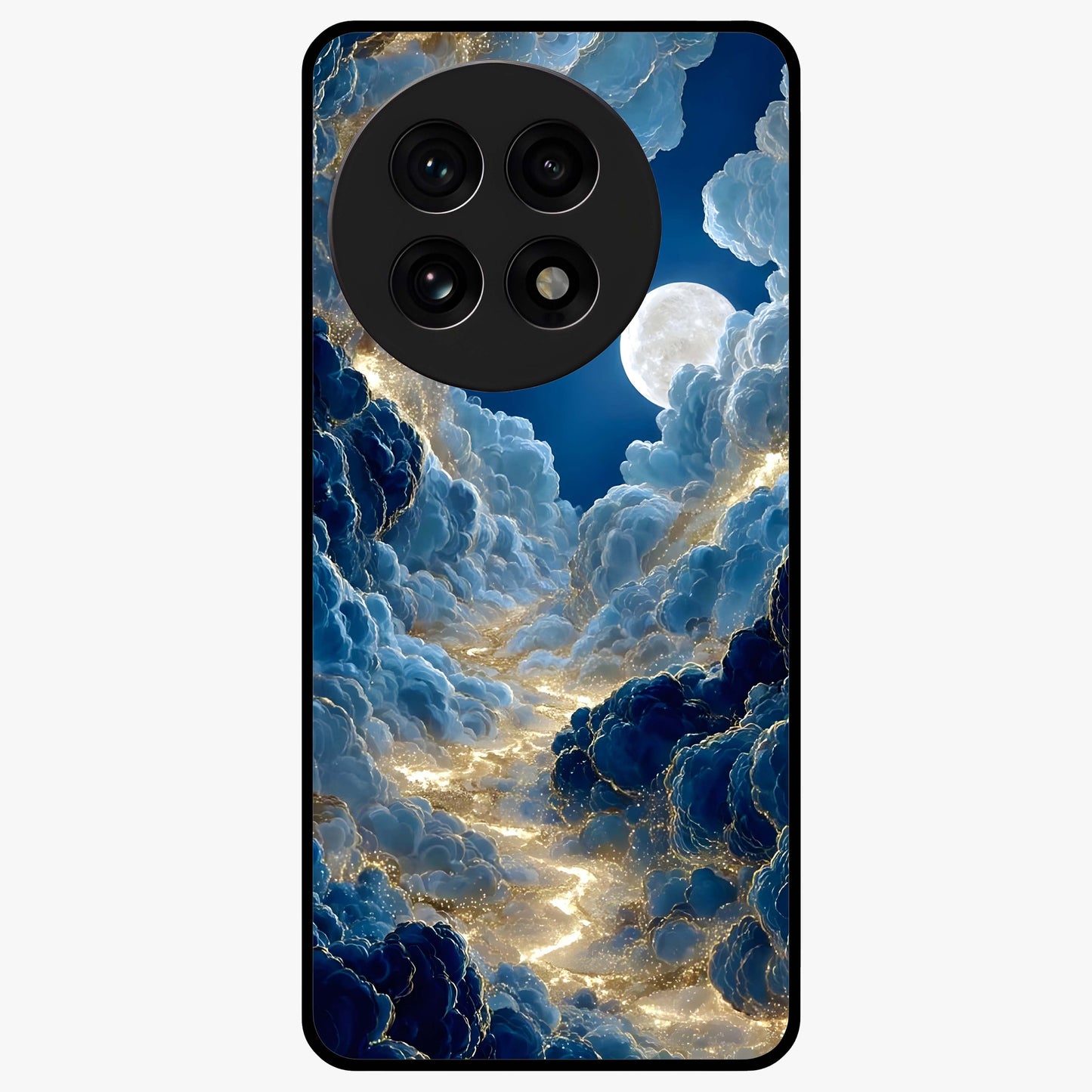 Celestial Cloud Path Glass Case for 1+13R serene front view featuring dreamy cloud pathway artwork
