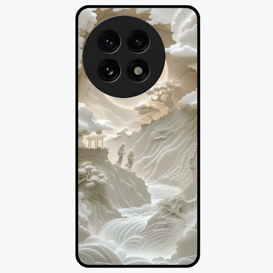 Celestial Origami Glass Case for 1+13R artistic front view featuring folded origami inspired cosmic artwork