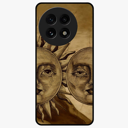 Celestial Relic Glow Glass Case for 1+13R mystical front view featuring ancient relic inspired cosmic artwork