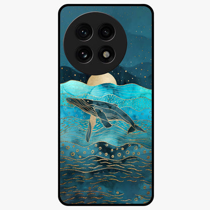 Celestial Whale Voyage Glass Case for 1+13R dreamy front view featuring whale artwork against cosmic sky backdrop