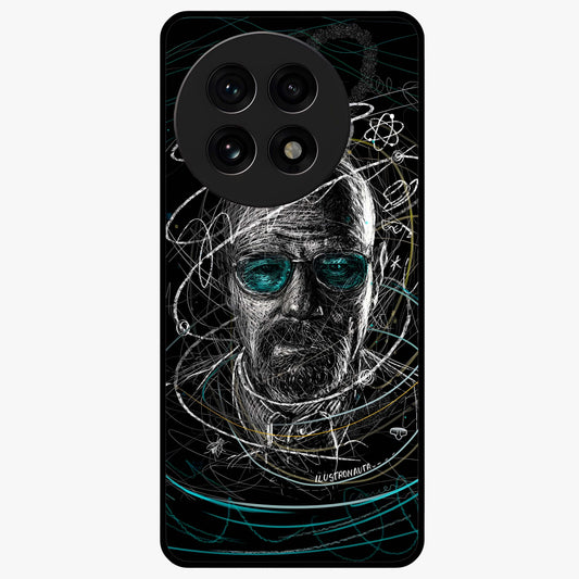 Chaotic Mind Genius Glass Case for 1+13R bold front view featuring expressive abstract typography artwork