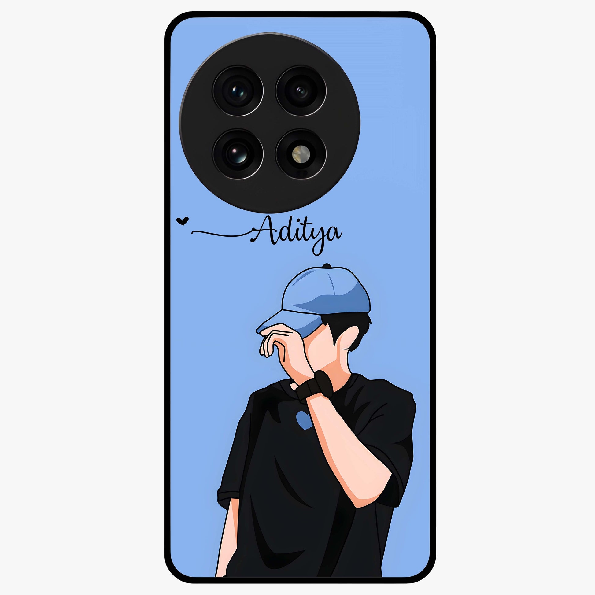 Cool Calm Love Glass Case for 1+13R aesthetic front view featuring soothing typography artwork with soft tones