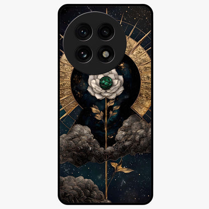 Cosmic Bloom Rose Glass Case for 1+13R elegant front view featuring rose artwork blended with cosmic background