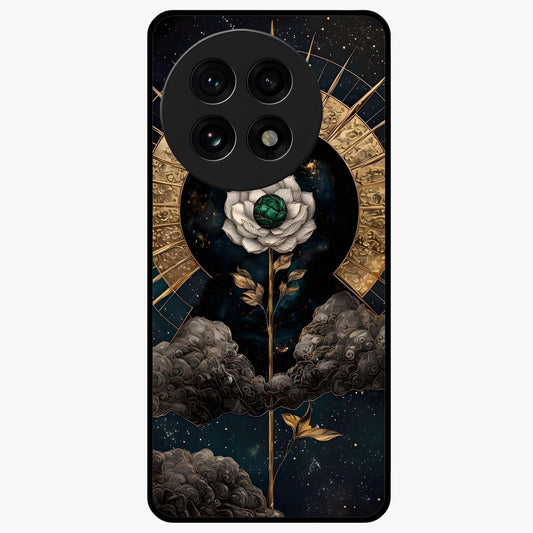 Cosmic Bloom Rose Glass Case for 1+13R elegant front view featuring rose artwork blended with cosmic background