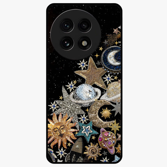 Cosmic Sparkle Dreams Glass Case for 1+13R magical front view featuring sparkling star artwork with dreamy gradients