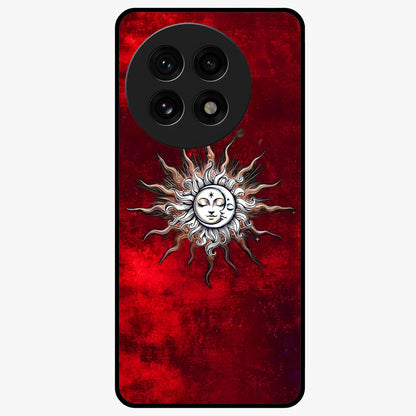 Cosmic Twin Eclipse Glass Case for 1+13R dramatic front view featuring dual eclipse artwork with deep space tones