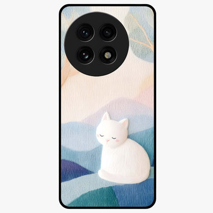 Cotton Dream Cat Glass Case for 1+13R soft front view featuring dreamy cat artwork in pastel tones