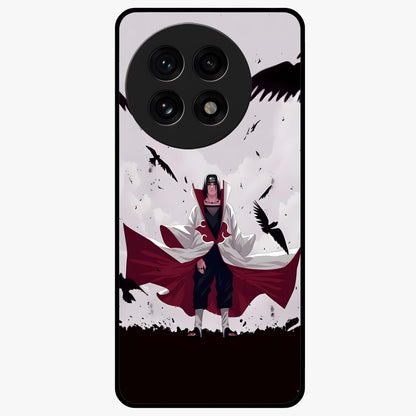 Crimson Crow Ascension Glass Case for 1+13R powerful front view featuring crow artwork with dark crimson background