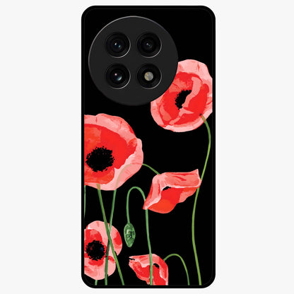 Crimson Garden Dream Glass Case for 1+13R romantic front view featuring rich red floral garden artwork