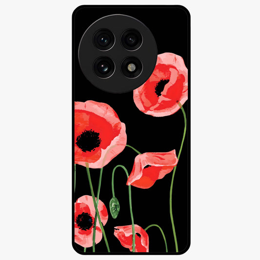 Crimson Garden Dream Glass Case for 1+13R romantic front view featuring rich red floral garden artwork