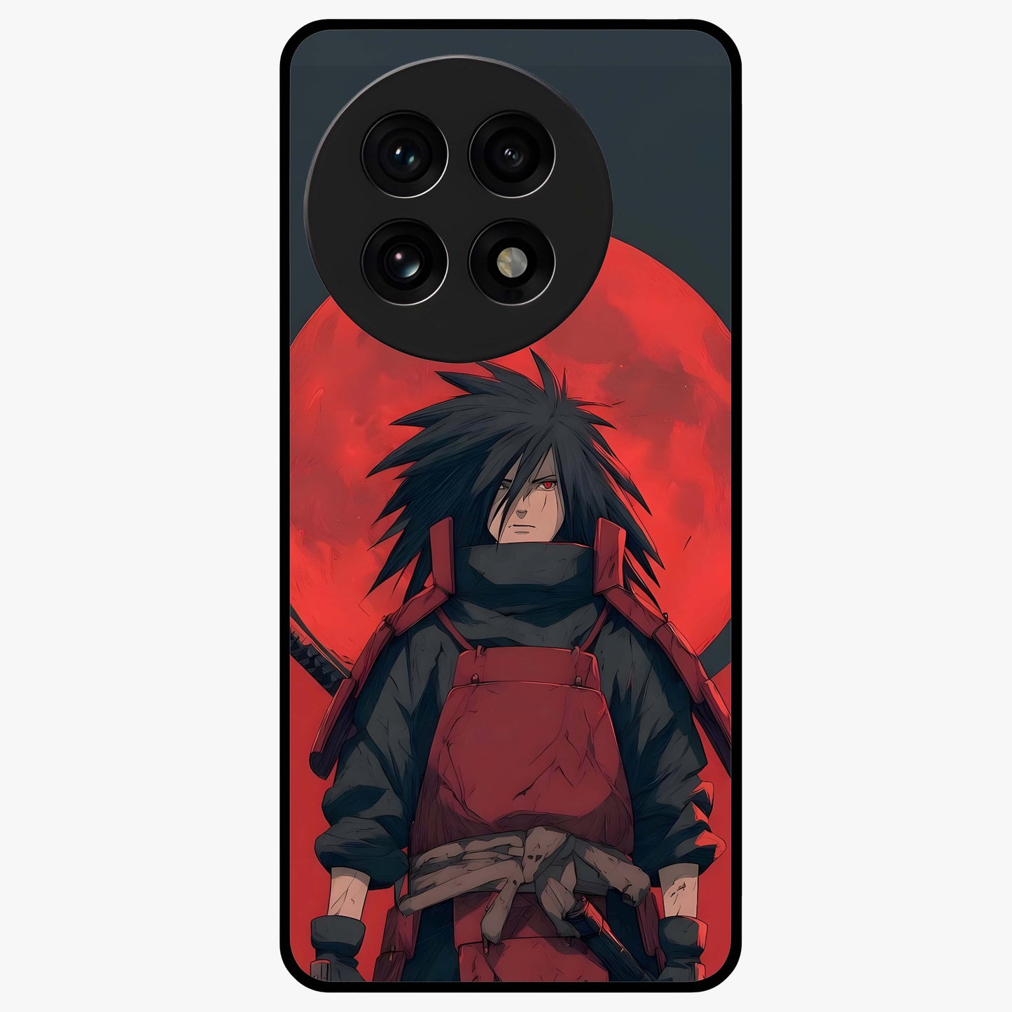 Crimson Moon Warlord Glass Case for 1+13R dramatic front view featuring warrior themed artwork under crimson moonlight