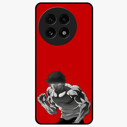 Crimson Power Rush Glass Case for 1+13R bold front view featuring dynamic red abstract motion artwork