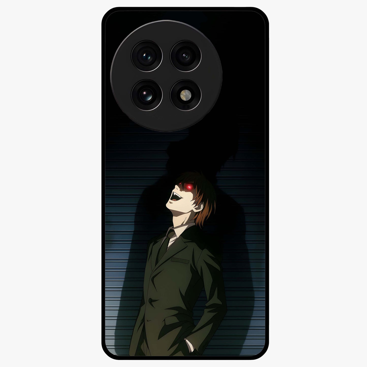 Crimson Shadow King Glass Case for 1+13R striking front view featuring bold shadow inspired crimson artwork