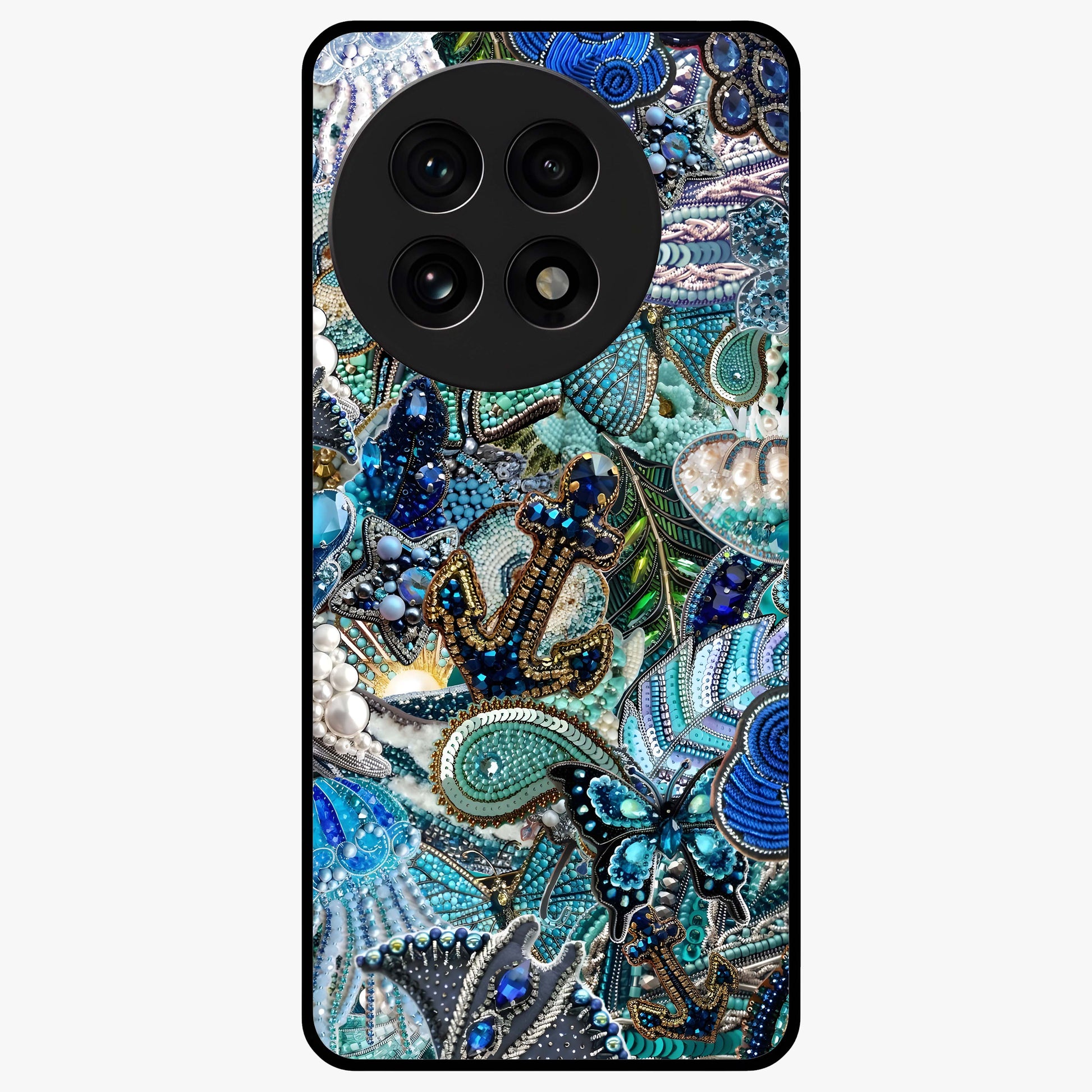 Crystal Ocean Magic Glass Case for 1+13R vibrant front view featuring sparkling ocean inspired artwork