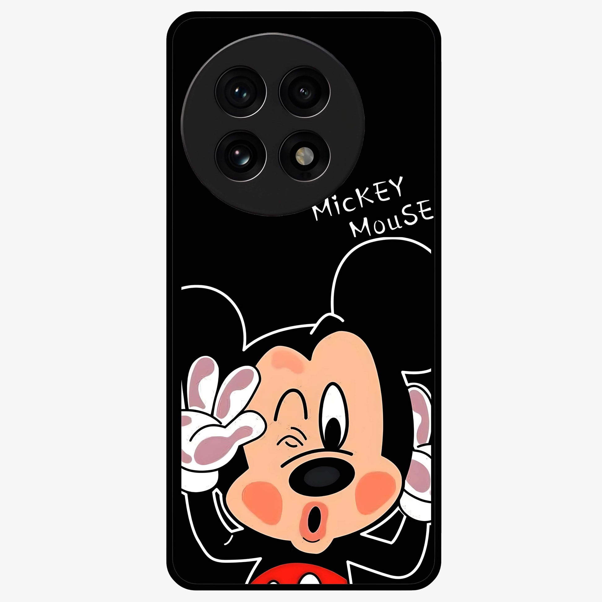 Cute Mickey Love Glass Case for 1+13R adorable front view featuring playful cartoon love themed artwork