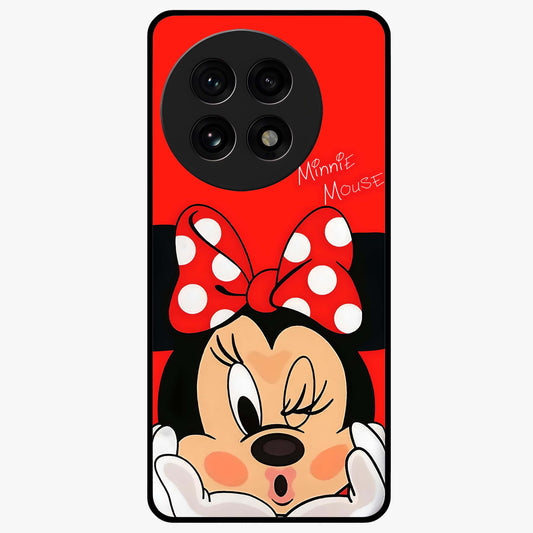 Cute Minnie Love Glass Case for 1+13R adorable front view featuring playful cartoon love themed artwork