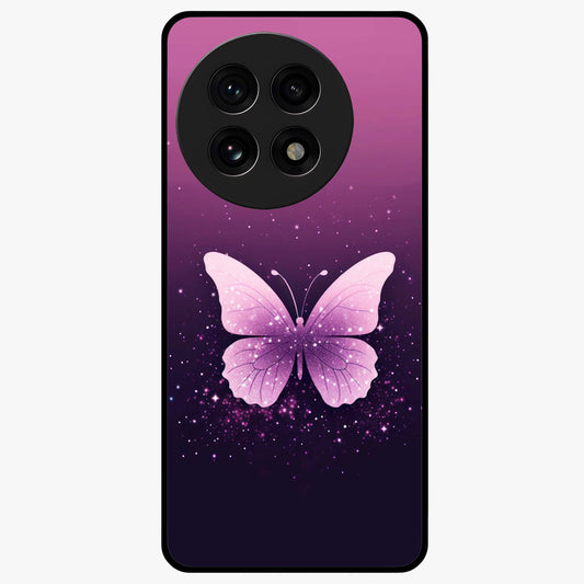 Cute Starry Butterfly Glass Case for 1+13R dreamy front view featuring butterfly artwork with sparkling star accents