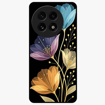 Delicate Multicolor Flowers Glass Case for 1+13R vibrant front view featuring soft multicolor floral artwork