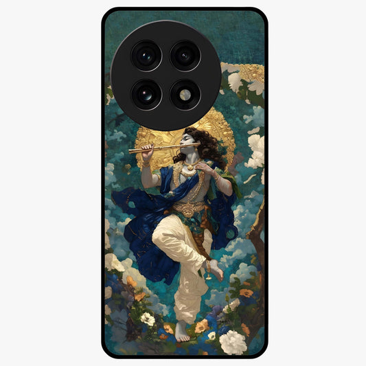 Divine Krishna Art Glass Case for 1+13R devotional front view featuring detailed Krishna artwork