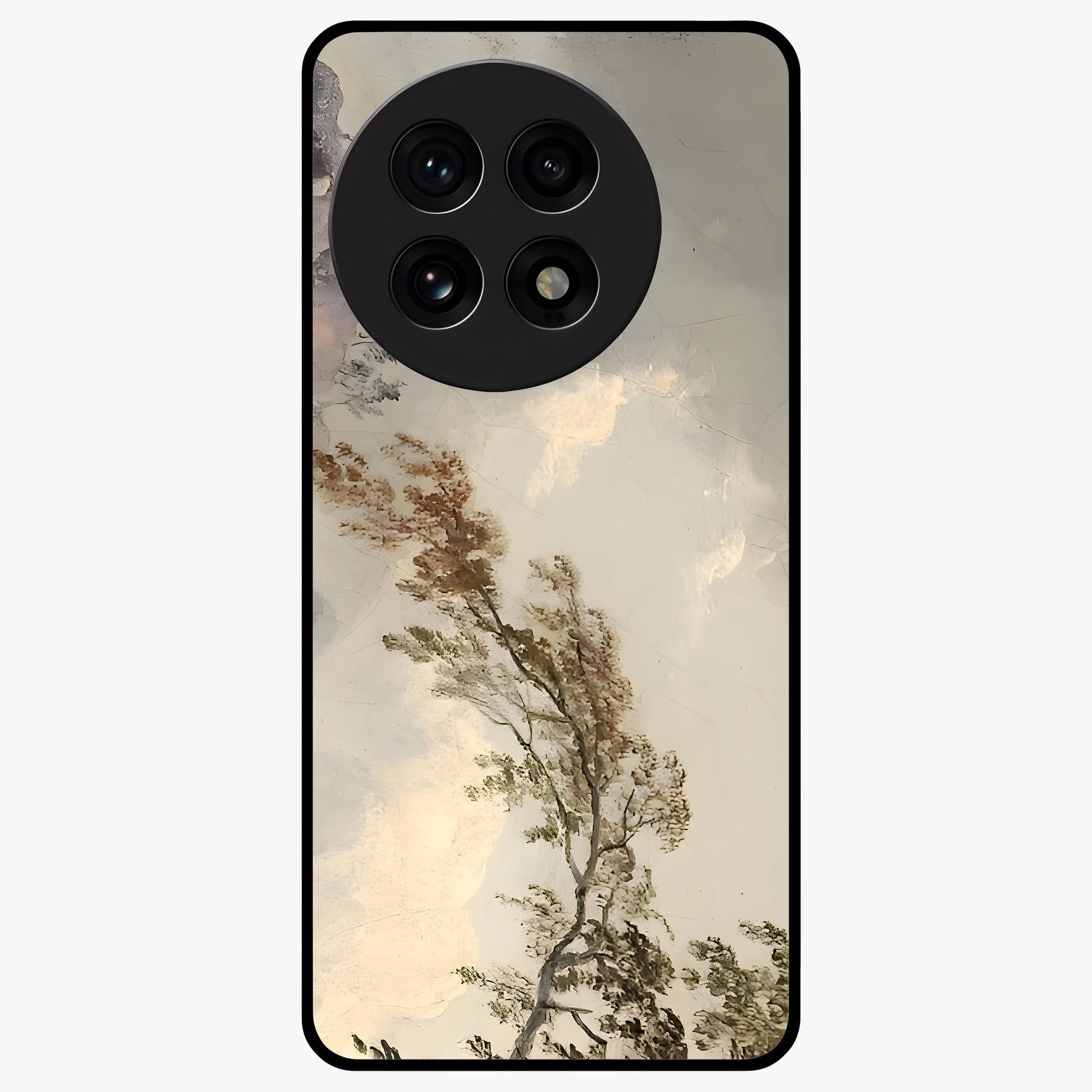 Dreamlike Wind Field Glass Case for 1+13R serene front view featuring flowing meadow artwork with soft wind inspired tones