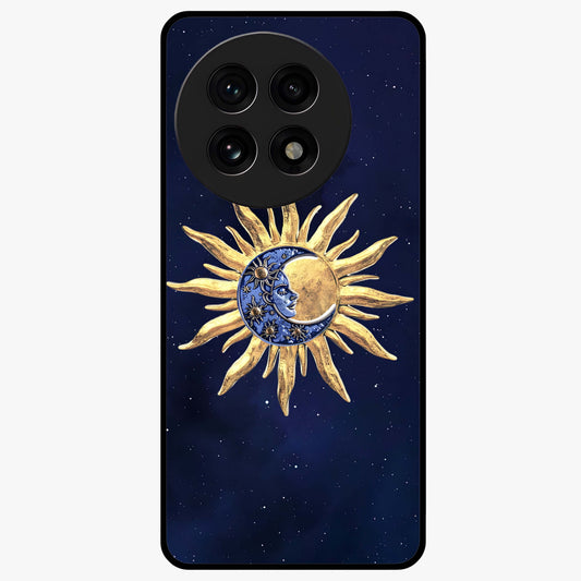 Eternal Cosmic Balance Glass Case for 1+13R artistic front view featuring symmetrical cosmic artwork