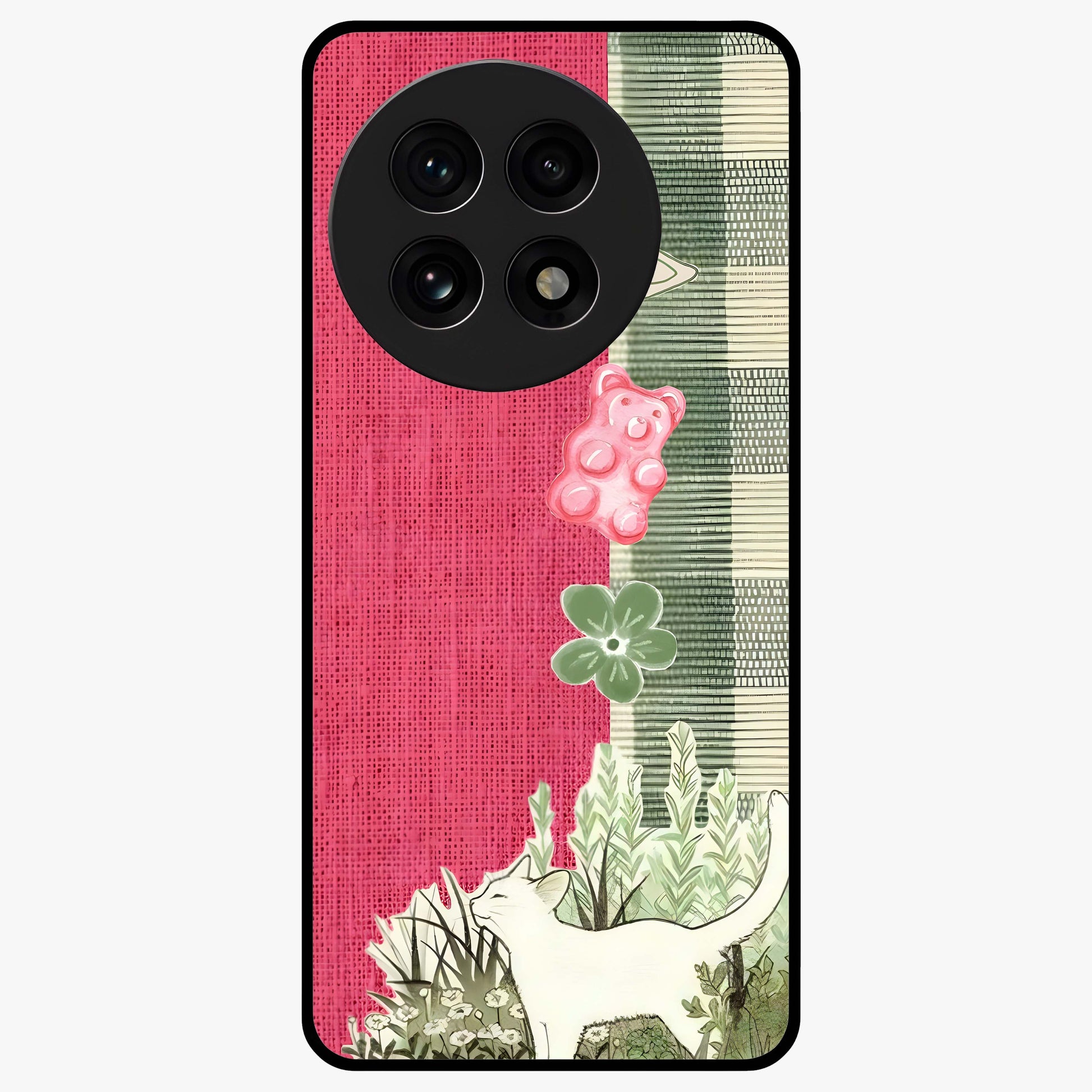 Fabric Patterns Glass Case for 1+13R stylish front view featuring textile inspired pattern artwork