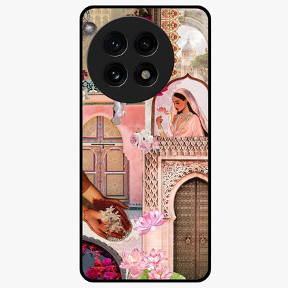 Floral Courtyard Muse Glass Case for 1+13R elegant front view featuring artistic courtyard floral artwork