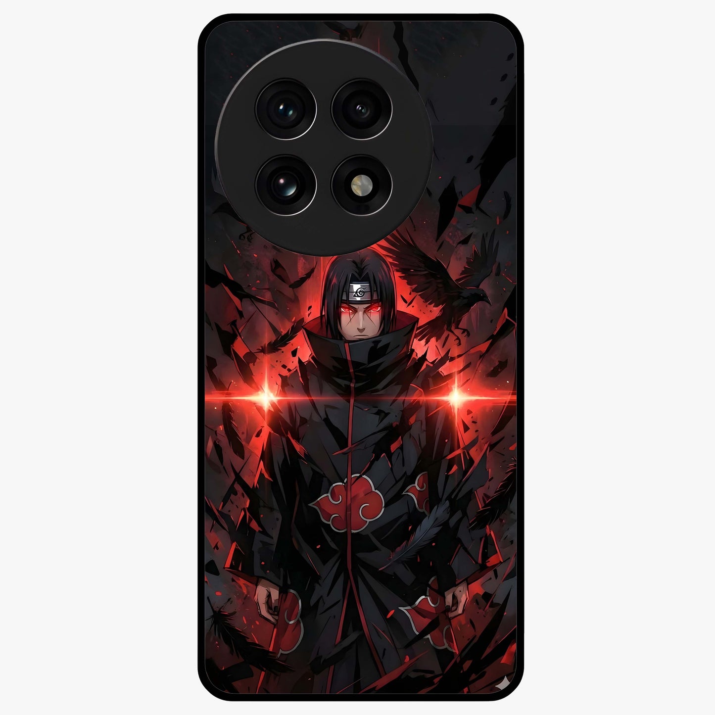 Focused Blade Discipline Glass Case for 1+13R bold front view featuring sharp blade inspired artistic artwork