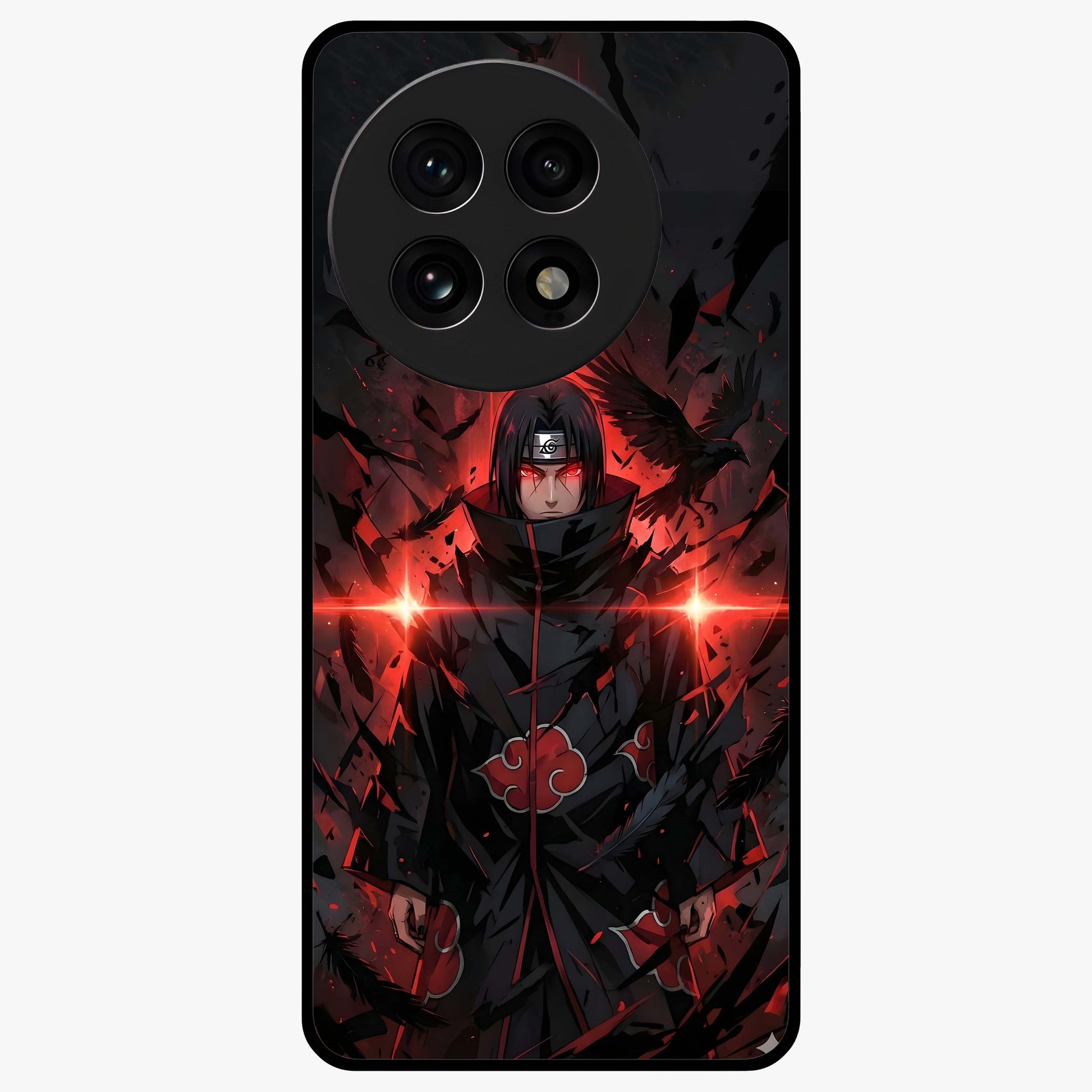 Focused Blade Discipline Glass Case for 1+13R bold front view featuring sharp blade inspired artistic artwork