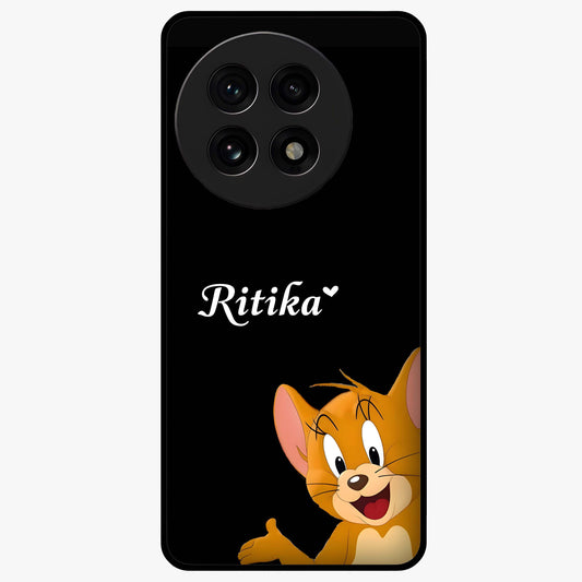 Forever Chasing Love Jerry Glass Case for 1+13R adorable front view featuring playful cartoon love artwork