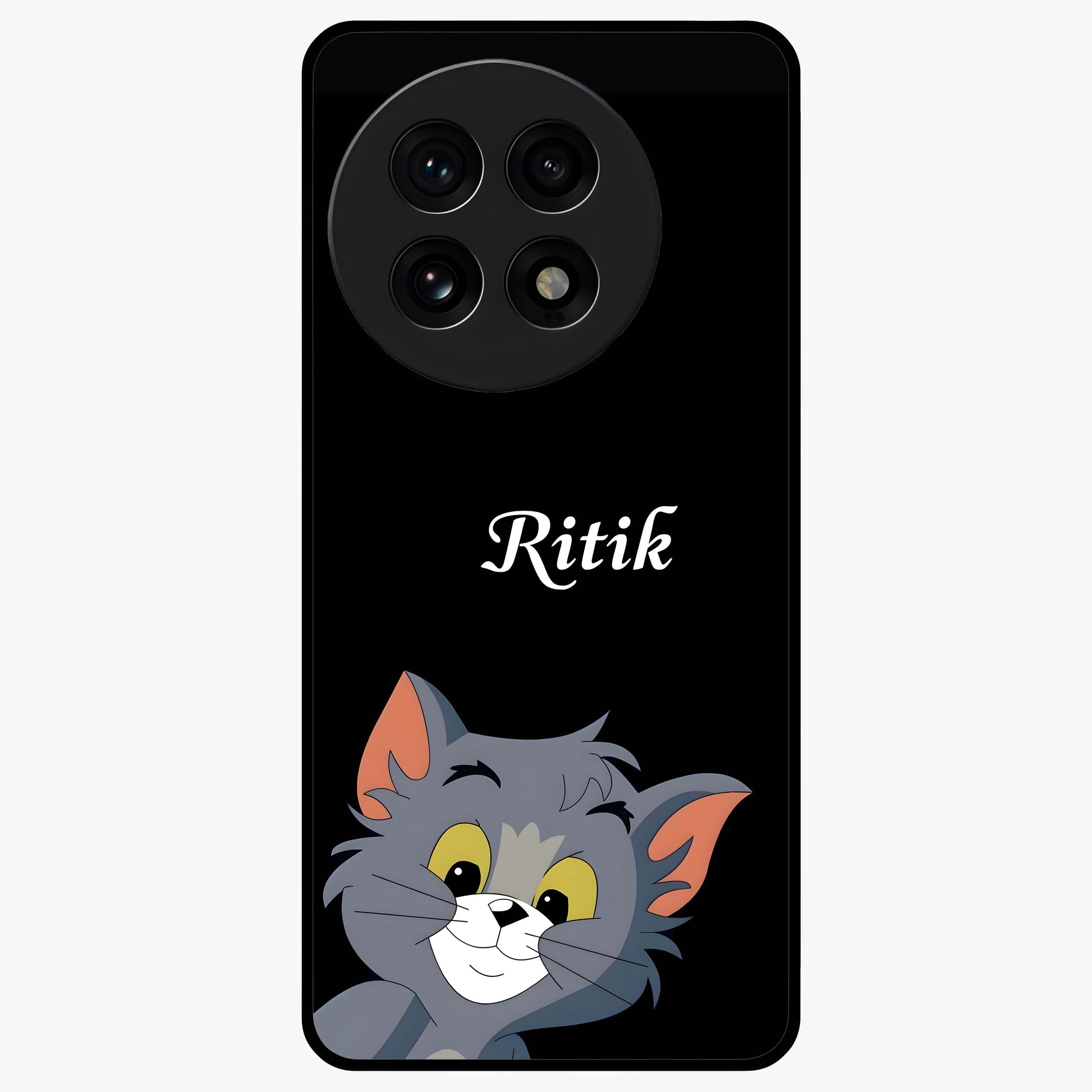 Forever Chasing Love Tom Glass Case for 1+13R charming front view featuring animated love themed character artwork