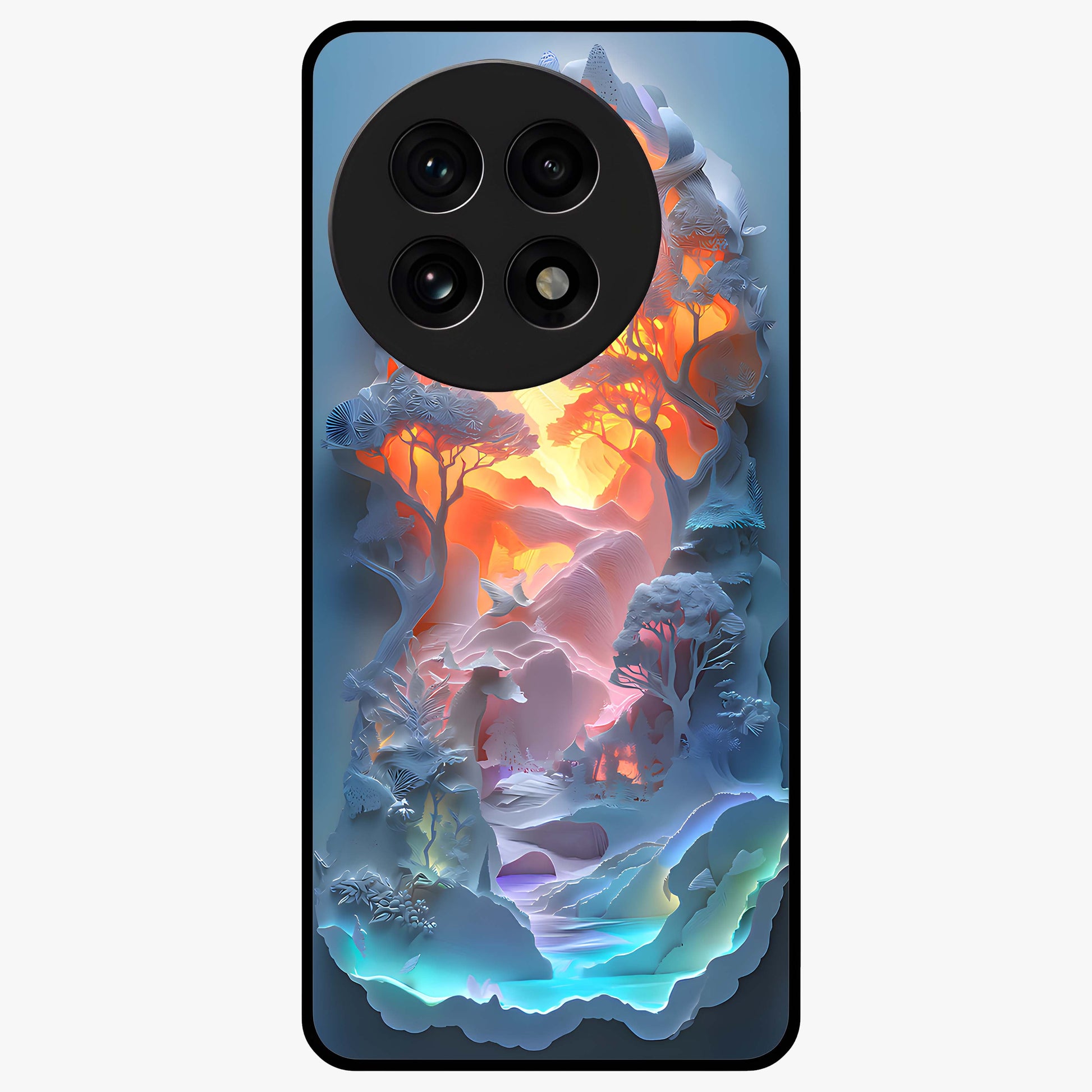 Glow Forest Portal Glass Case for 1+13R mystical front view featuring glowing forest gateway artwork