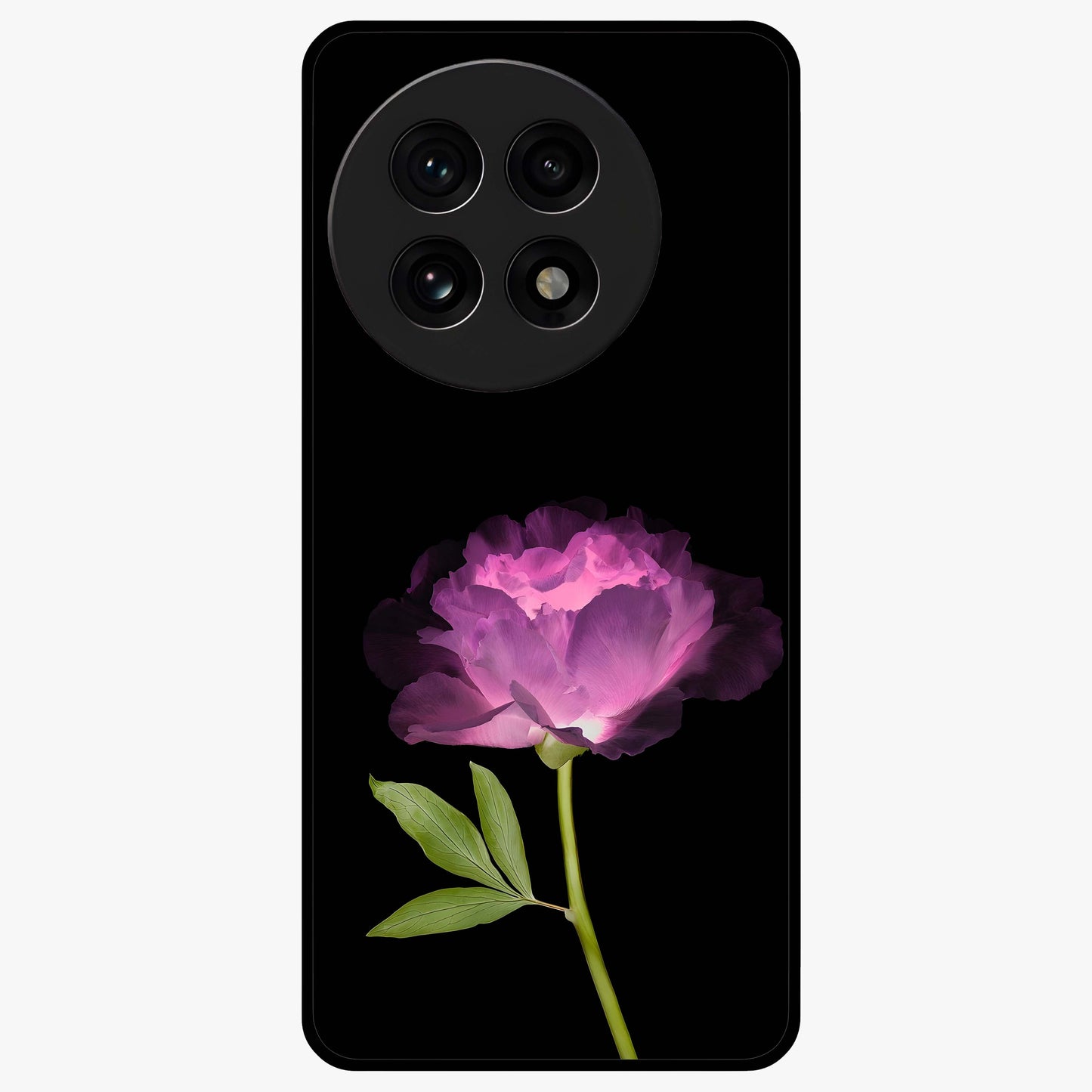 Glow Petal Bloom Glass Case for 1+13R radiant front view featuring luminous floral artwork