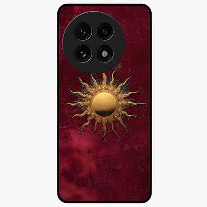 Golden Bloom Fields Glass Case for 1+13R serene front view featuring glowing floral field artwork