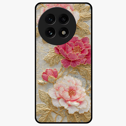 Golden Celestial Charm Glass Case for 1+13R radiant front view featuring celestial artwork with golden accents