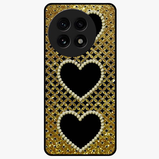 Golden Leaf Dreams Glass Case for 1+13R elegant front view featuring shimmering golden leaf artwork